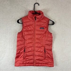 Patagonia Puffer Vest Girls Medium Red Down Filled Sleeveless Full Zip